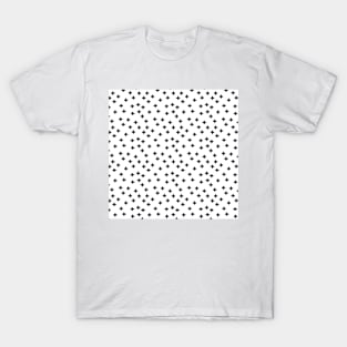 Black hand drawn pluses pattern on white T-Shirt